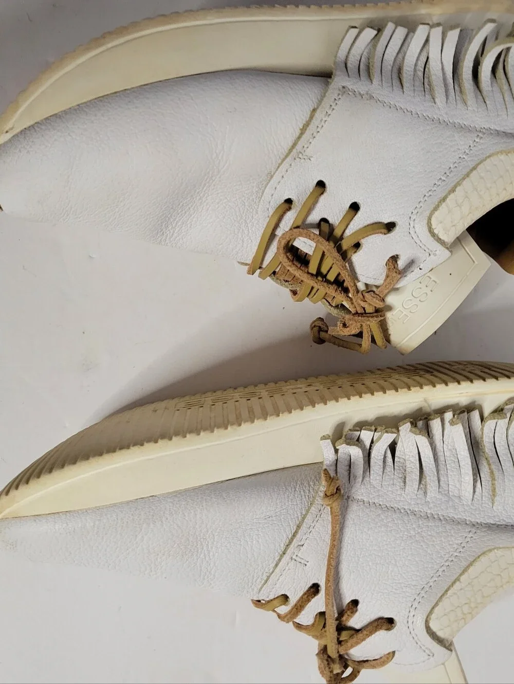 Esseutesse Italian Handmade White Leather Fringe Sneakers Boho Shoes38/7.5-8